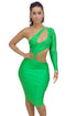 Sexy Green One-shoulder Cutout Club Bodycon Dress